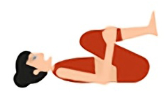 寝ながらできる腰痛ストレッチ（腰を伸ばす）をする女性のイラスト